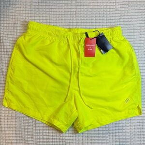 NWT Men’s Superdry Code Essential Neon Yellow Swim Trunk 4” inseam